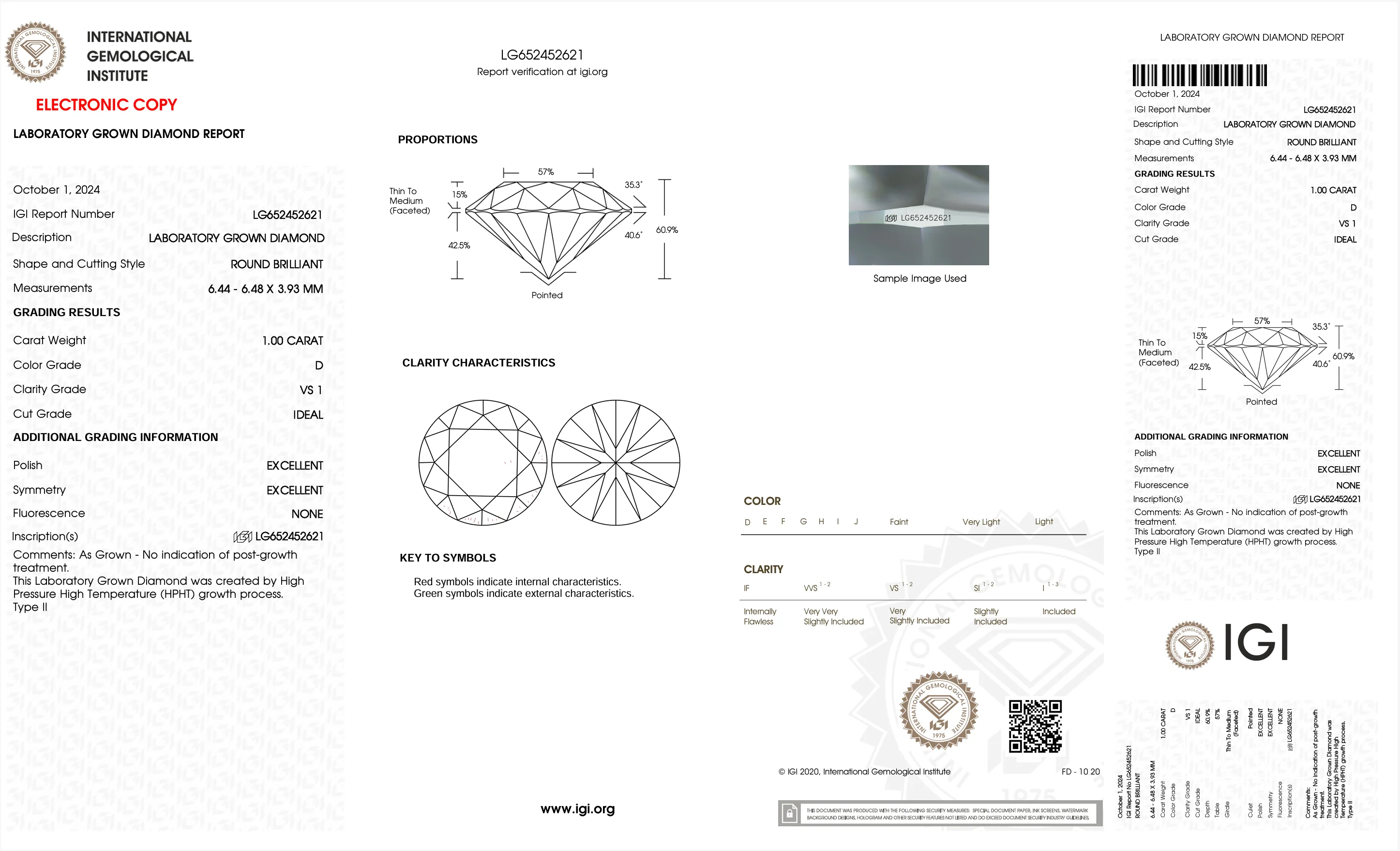 1.0 Carat Round Lab Grown Diamond (IGI) - Image 2