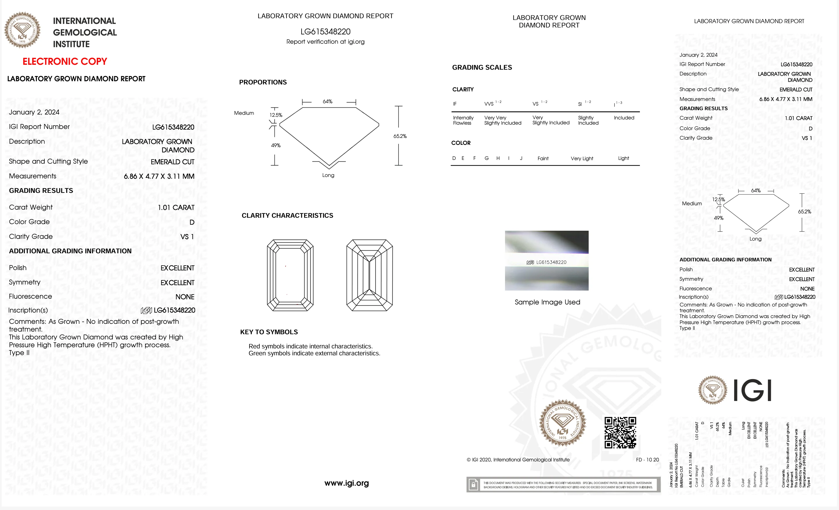 1.01 Carat Emerald Lab Grown Diamond (IGI) - Image 2