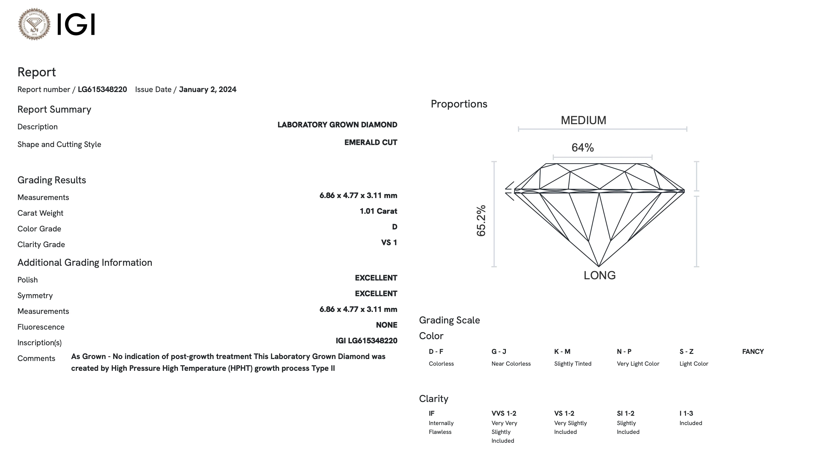 1.01 Carat Emerald Lab Grown Diamond (IGI) - Image 3
