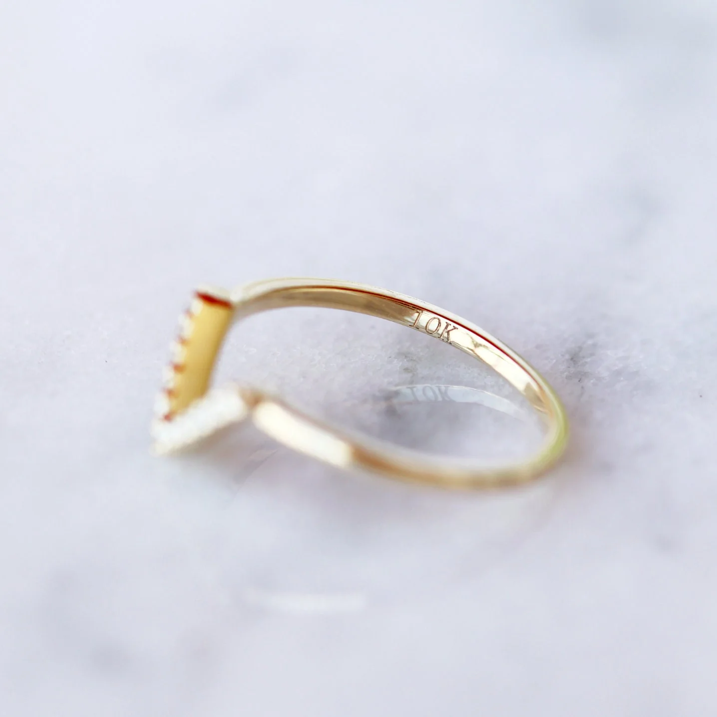 Petite Chevron Natural Diamond or Moissanite Wedding Band in 14K Solid Yellow Gold - Image 6