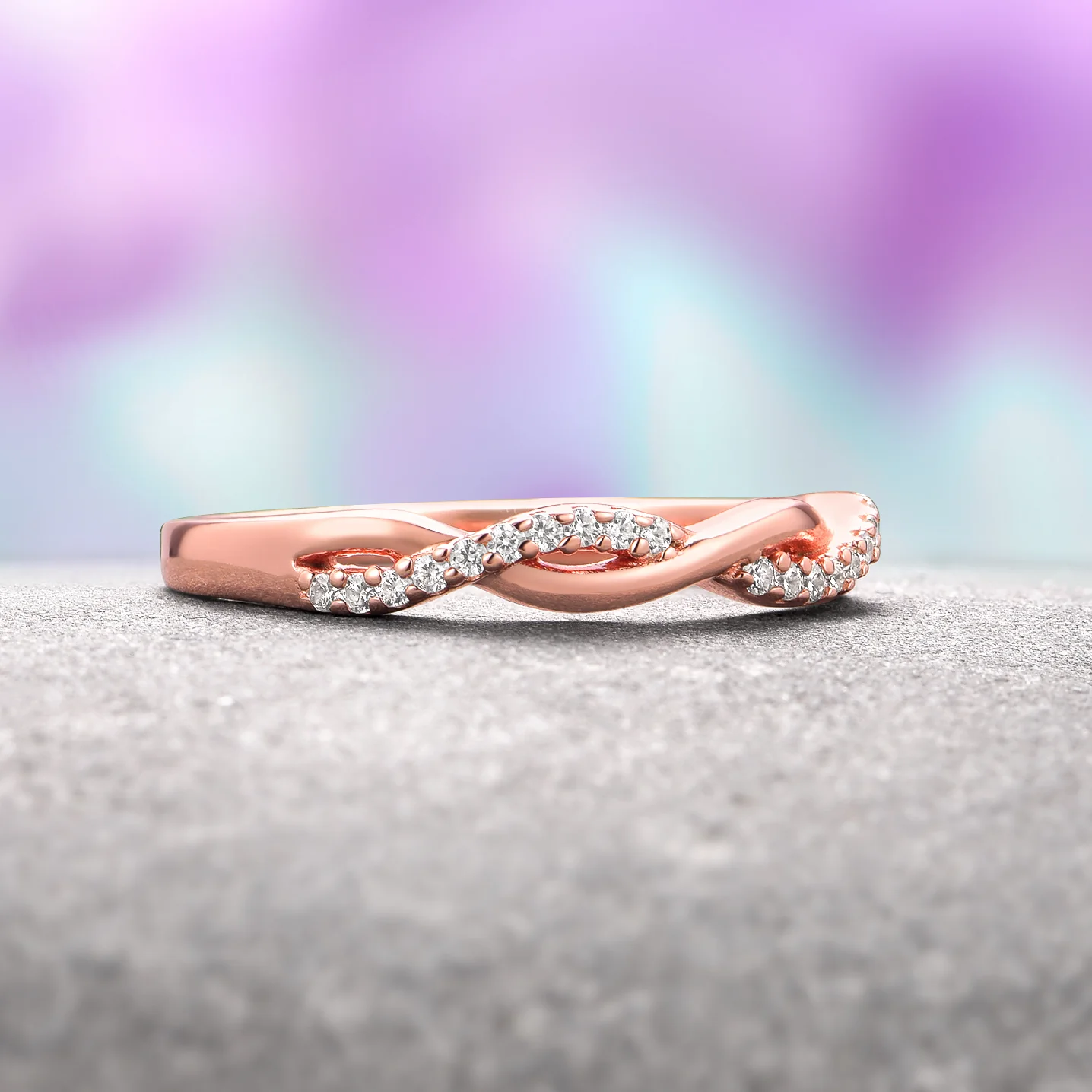 Petite Twisted Vine Wedding Band in 14K Solid Rose Gold - Image 7