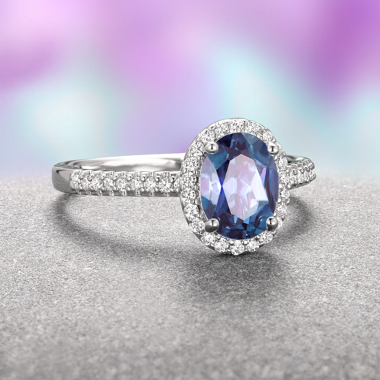 Iris Lab-Grown Alexandrite Ring- Sterling Silver - Image 6