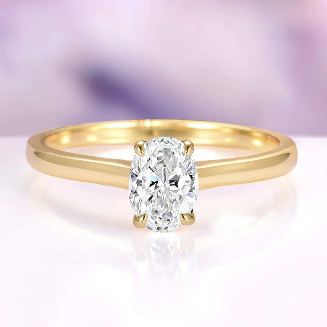 Oval Lab-Grown Diamond Engagement Ring Set in Solid 14K Yellow Gold (IGI Certified) - Image 2