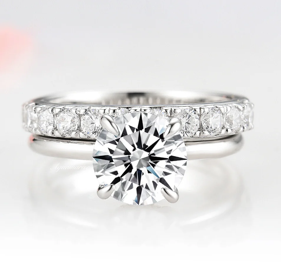 Lab-Grown Diamond Solitaire Engagement Ring Set- 14K White Gold (IGI Certified)