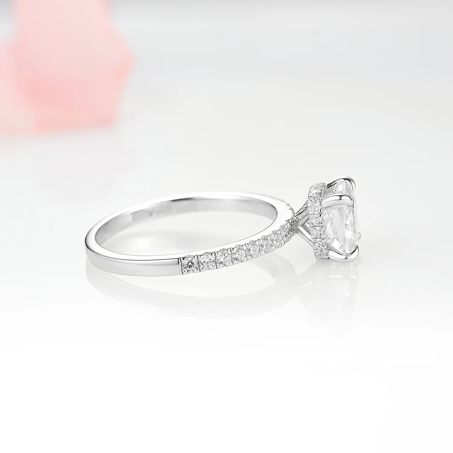 Cushion Cut Lab-Grown Diamond Engagement Ring- 14K White Gold (IGI Certified) - Image 5
