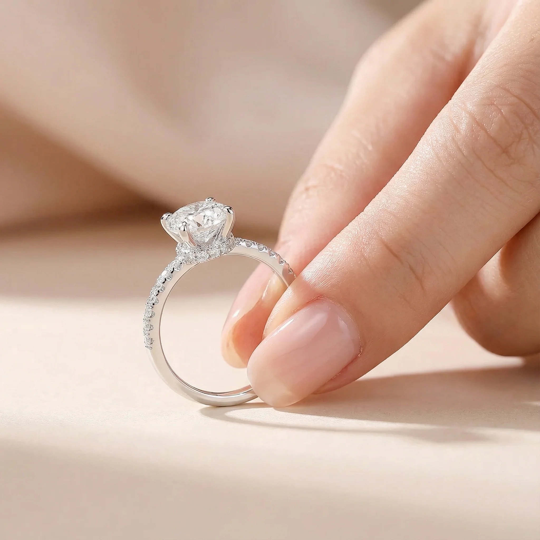 Cushion Cut Lab-Grown Diamond Engagement Ring- 14K White Gold (IGI Certified) - Image 3