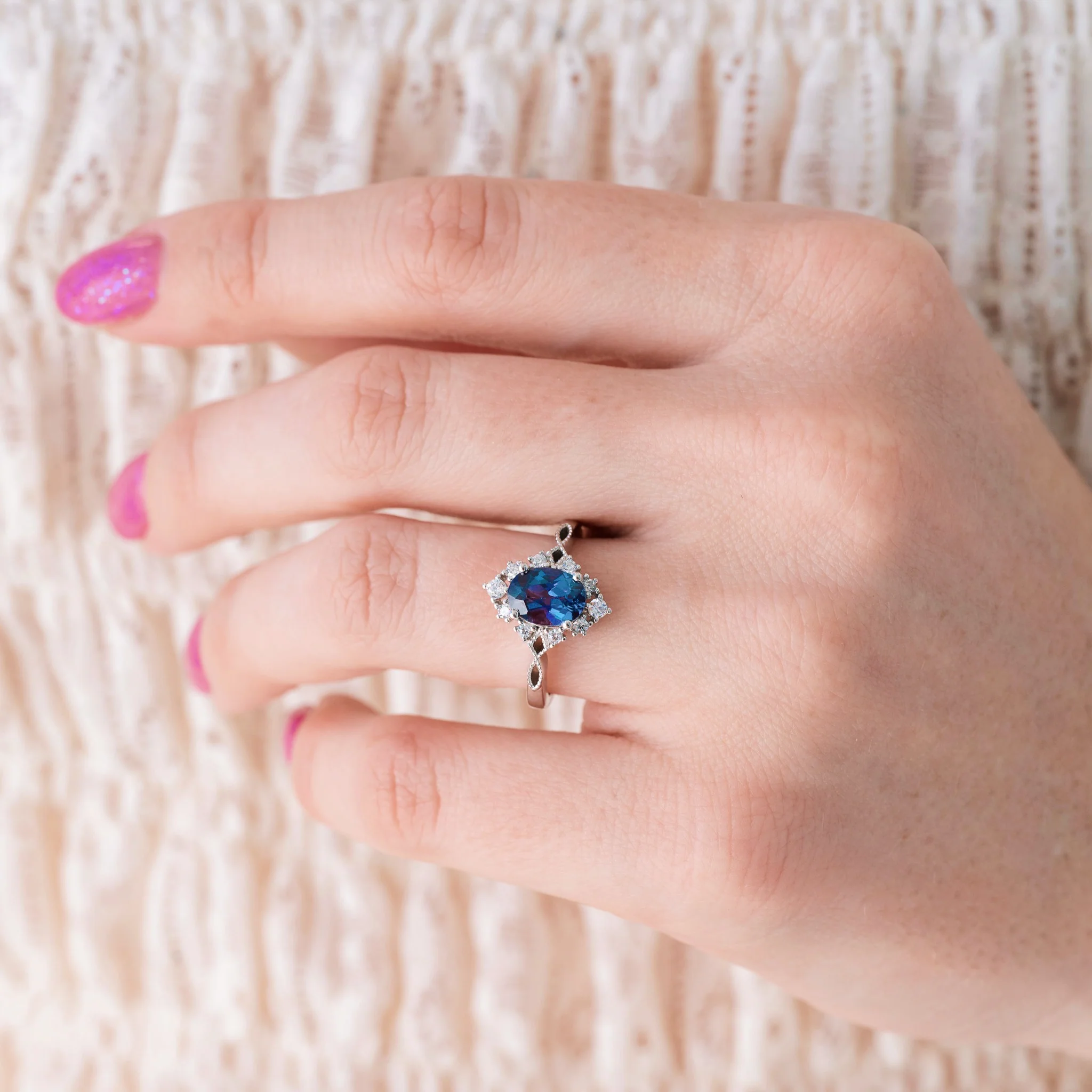 Nesta Vintage Alexandrite Ring in Sterling Silver - Image 3