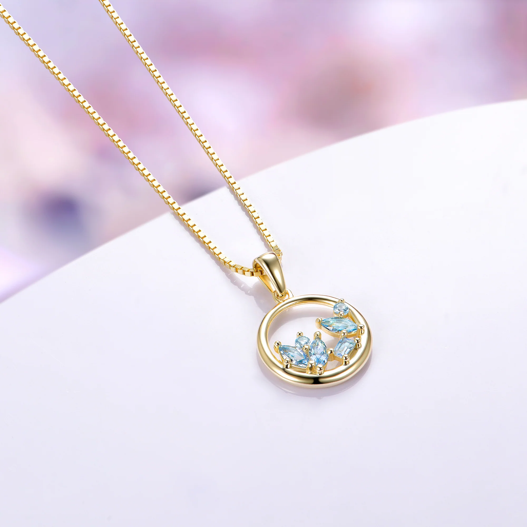 Aquamarine Cluster Necklace in 14K Yellow Gold Vermeil - Image 3