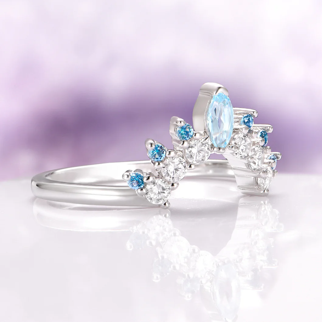 Aquamarine & Swiss Topaz Stacking Ring in Sterling Silver - Image 2