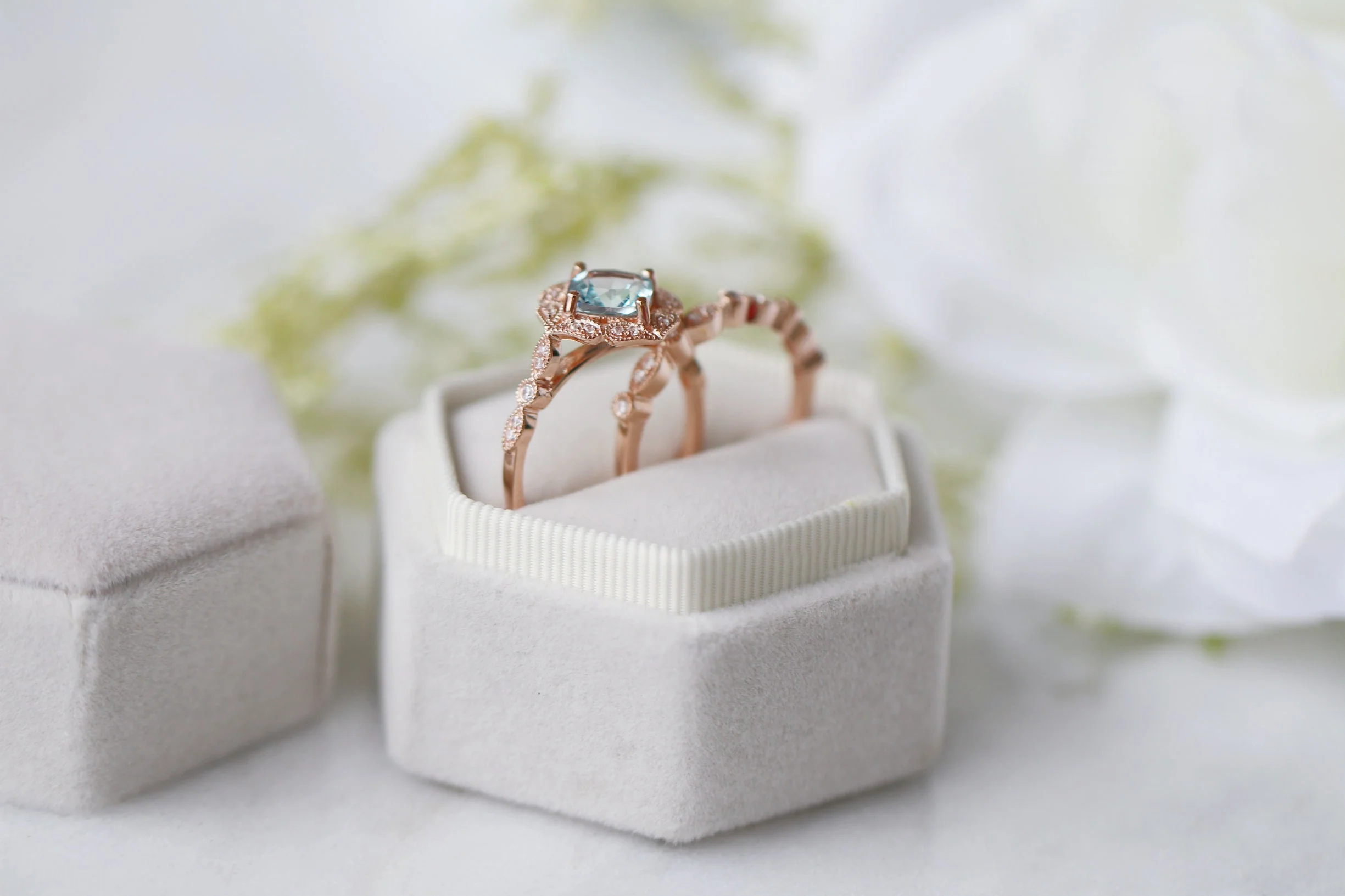 Vintage Cushion Cut Aquamarine Ring in 14k Rose Gold Vermeil - Image 5