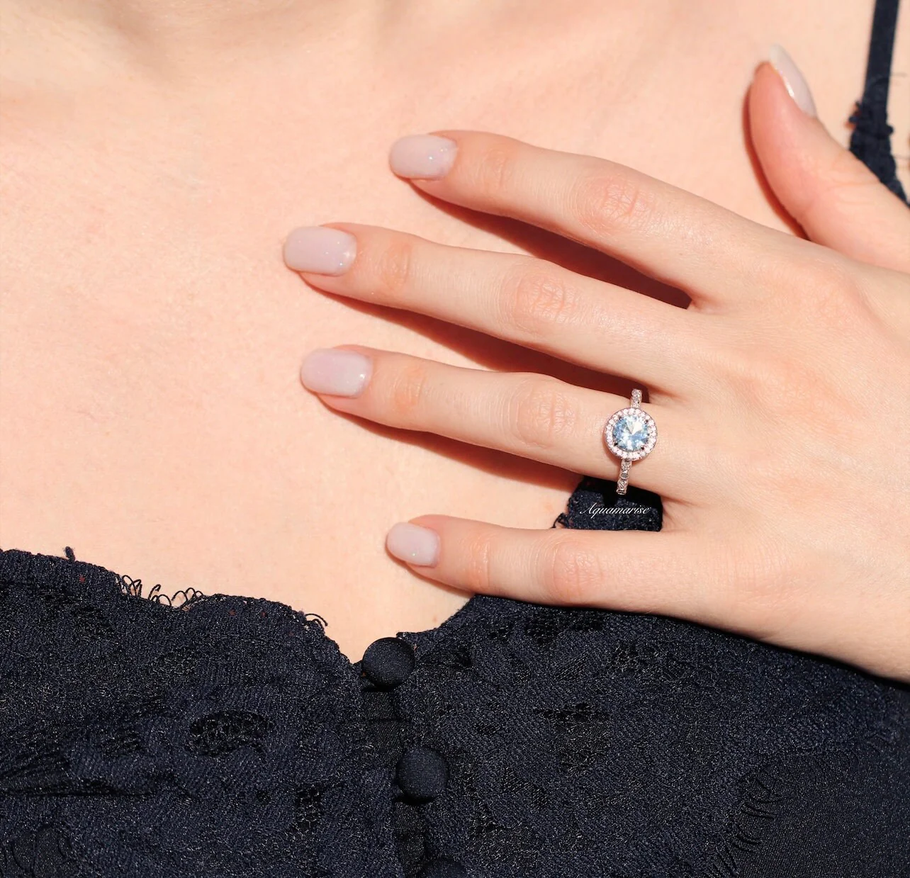 Aquamarine Ring- Sterling Silver - Image 3