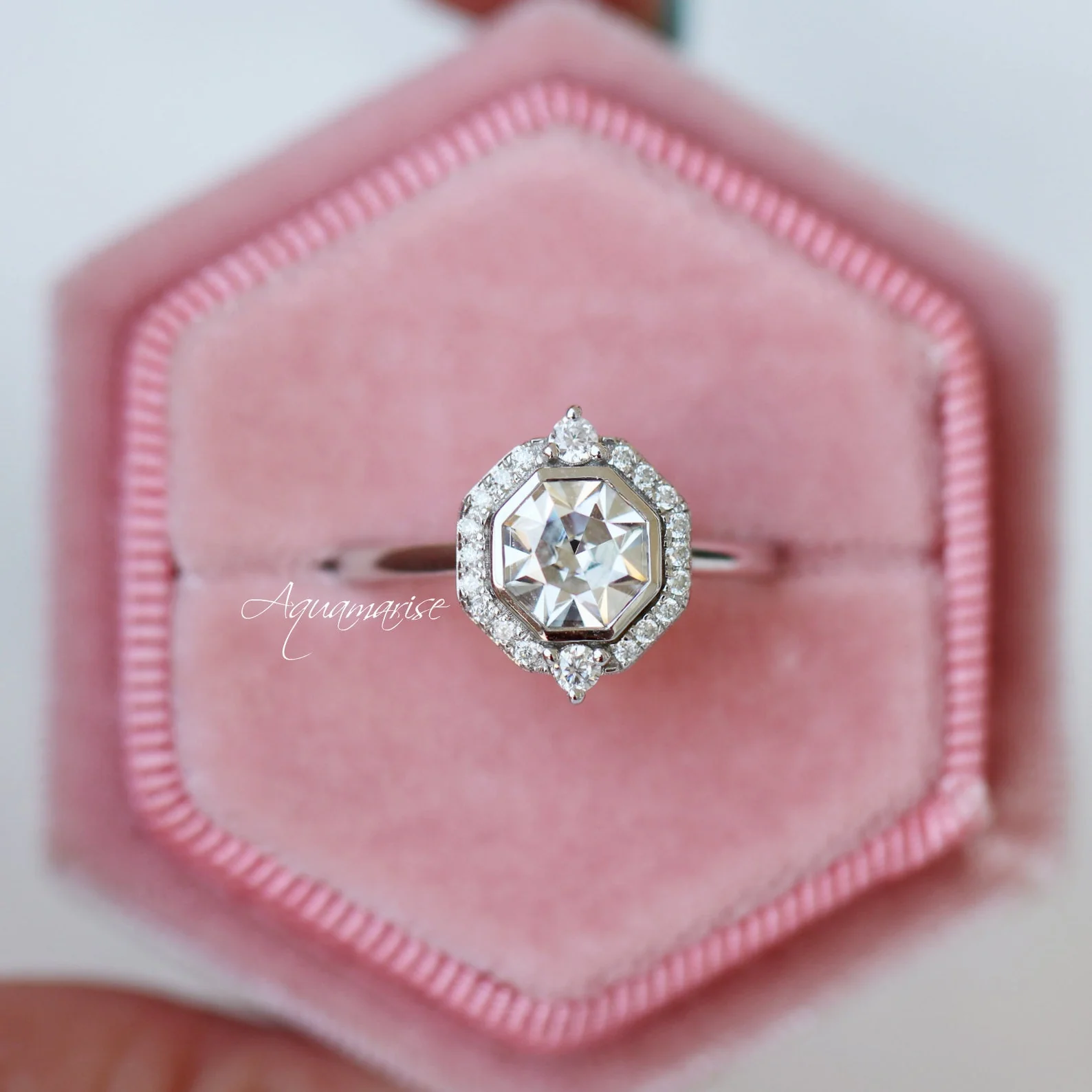 Octavia White Sapphire Ring- Sterling Silver - Image 3