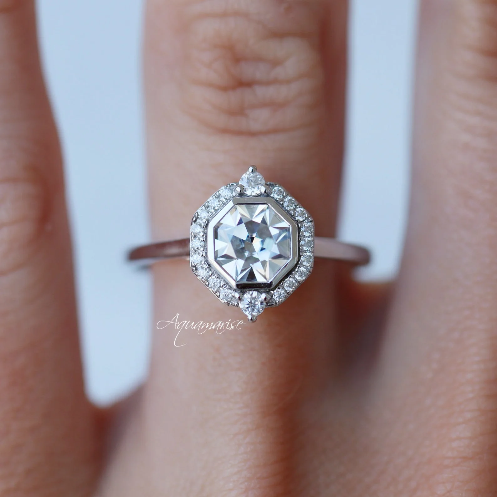 Octavia White Sapphire Ring- Sterling Silver - Image 5