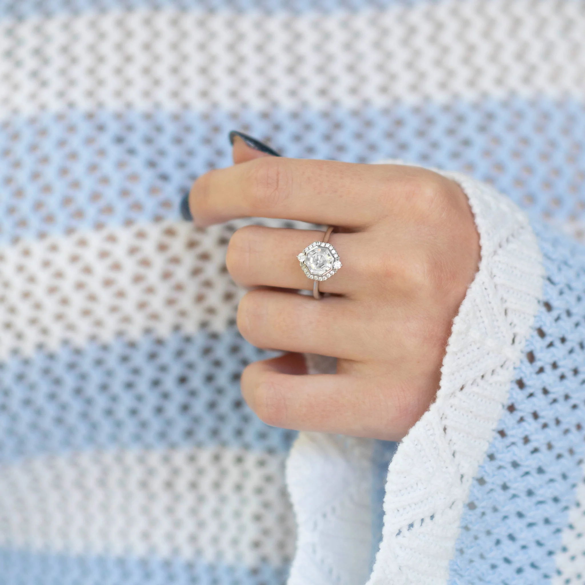 Octavia White Sapphire Ring- Sterling Silver - Image 6