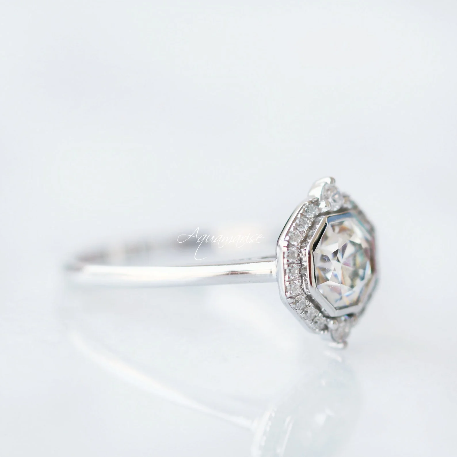 Octavia White Sapphire Ring- Sterling Silver - Image 7