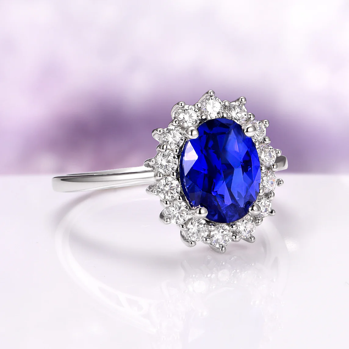 Iconic Princess Diana Blue Sapphire Ring in Sterling Silver - Image 6