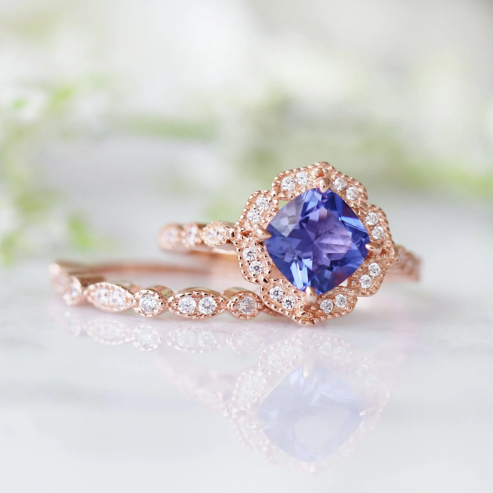 Tanzanite Ring- 14K Rose Gold Vermeil - Image 2