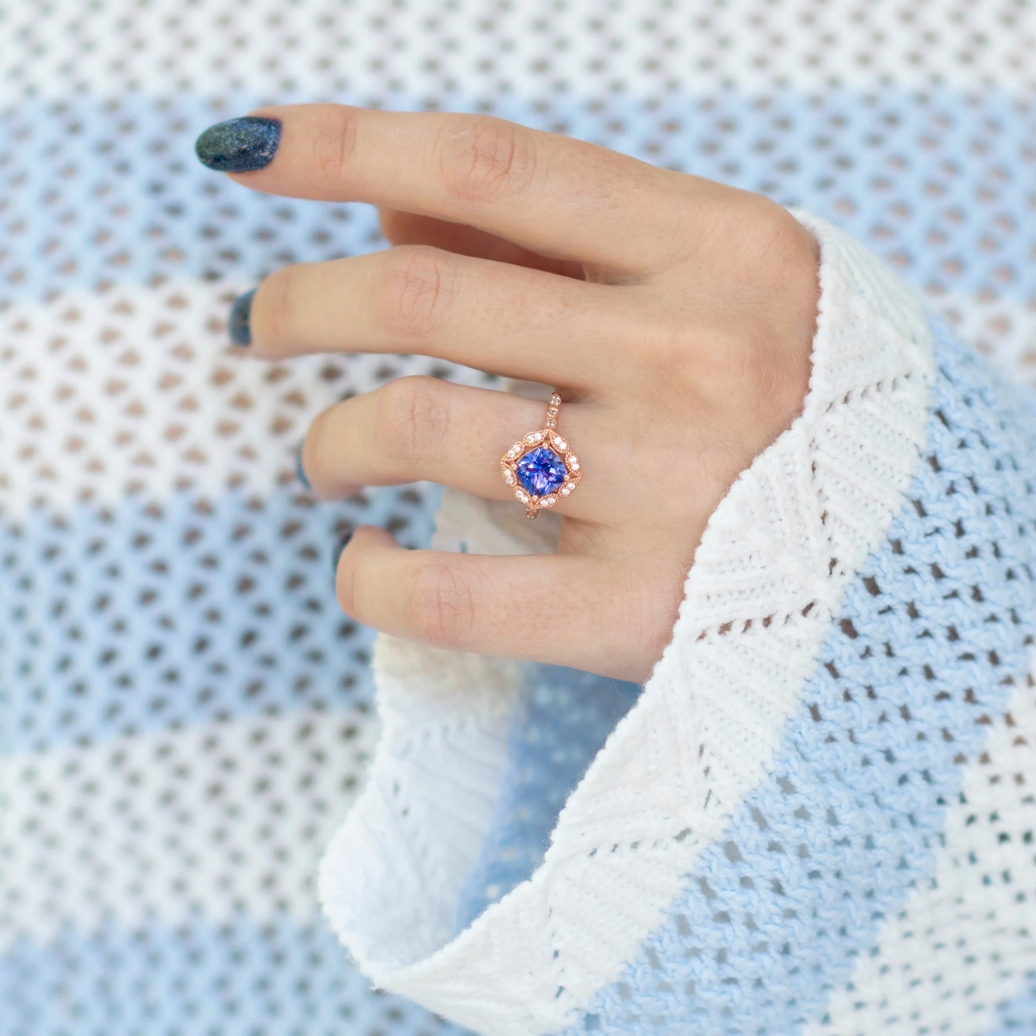 Tanzanite Ring- 14K Rose Gold Vermeil - Image 3