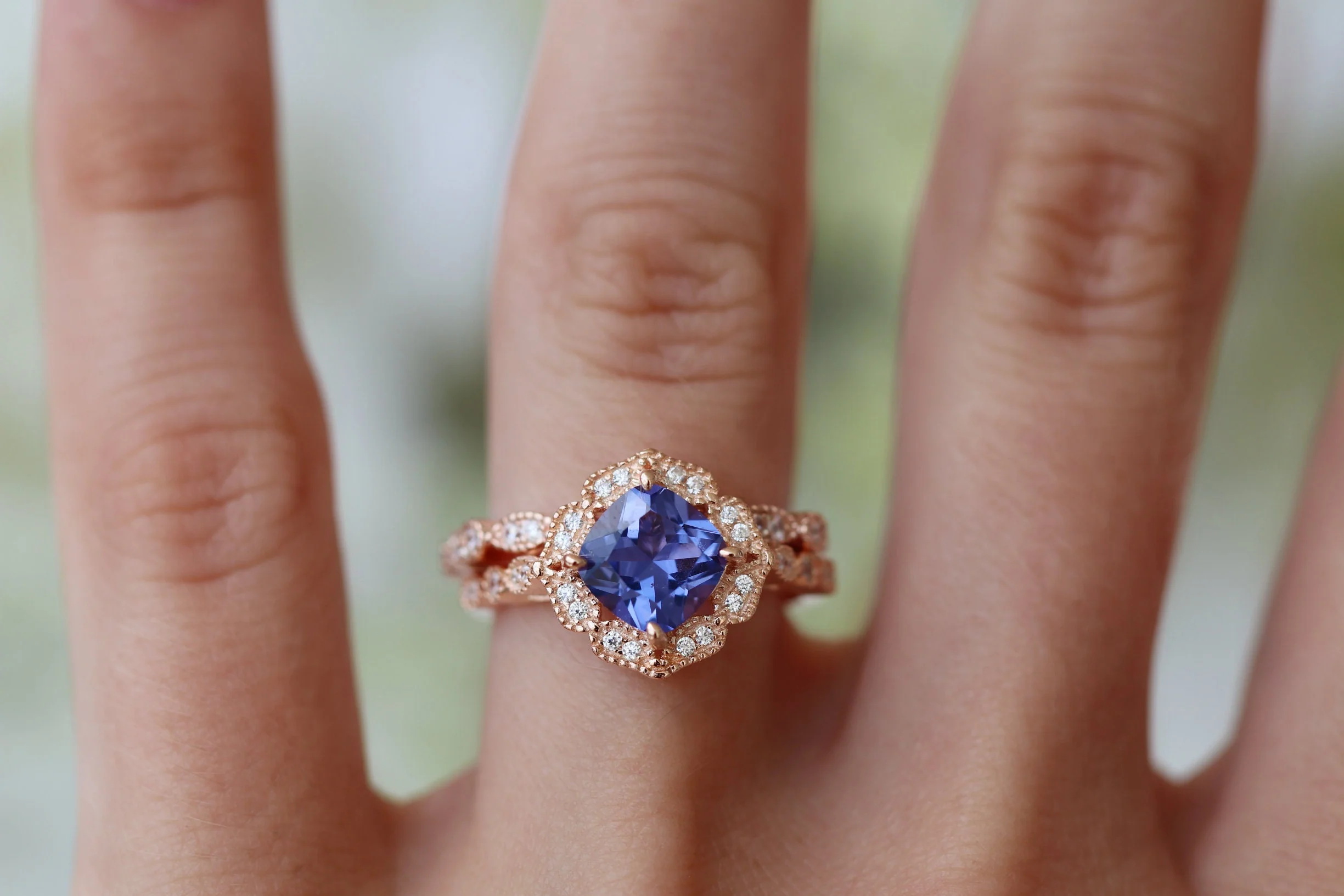 Tanzanite Ring- 14K Rose Gold Vermeil - Image 4