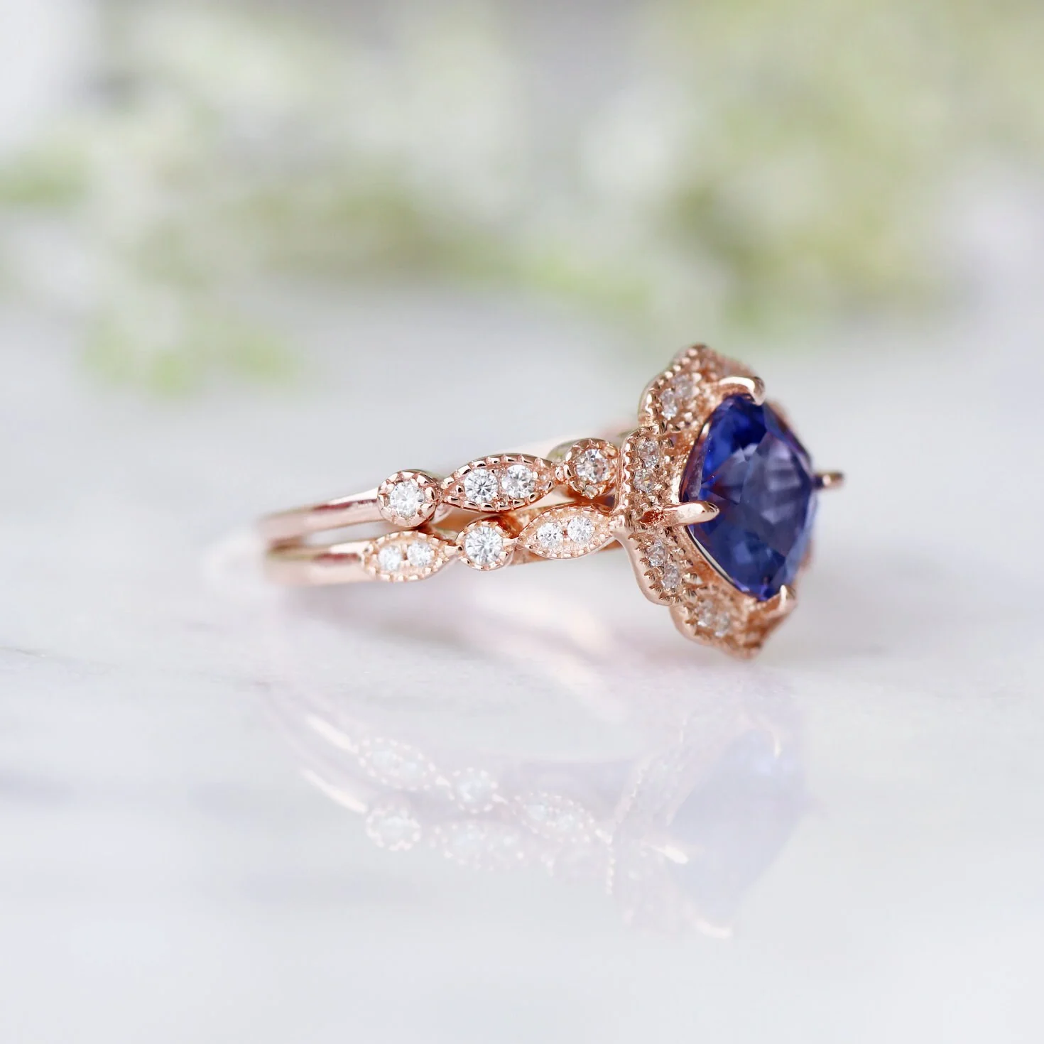 Tanzanite Ring- 14K Rose Gold Vermeil - Image 5