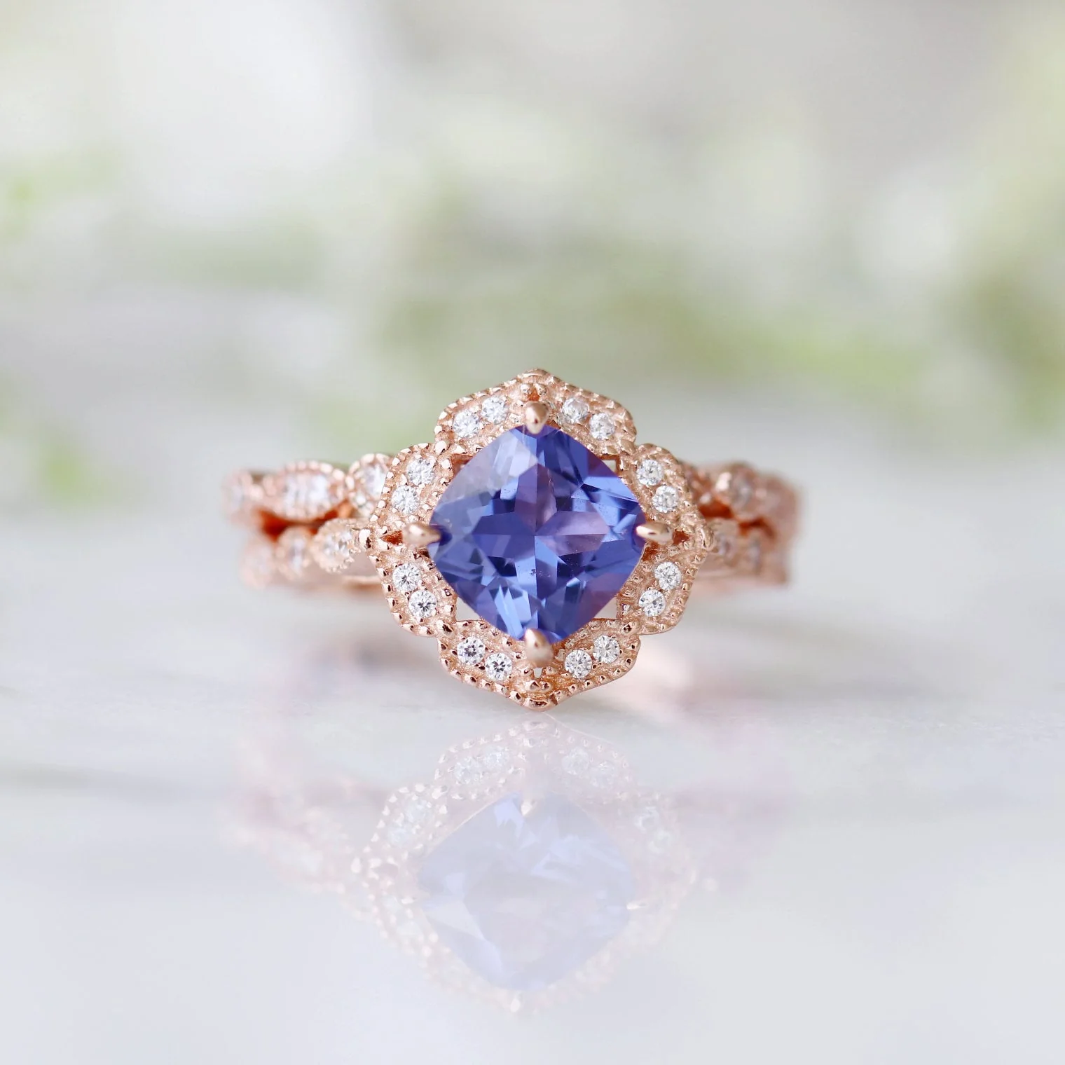 Tanzanite Ring- 14K Rose Gold Vermeil - Image 6