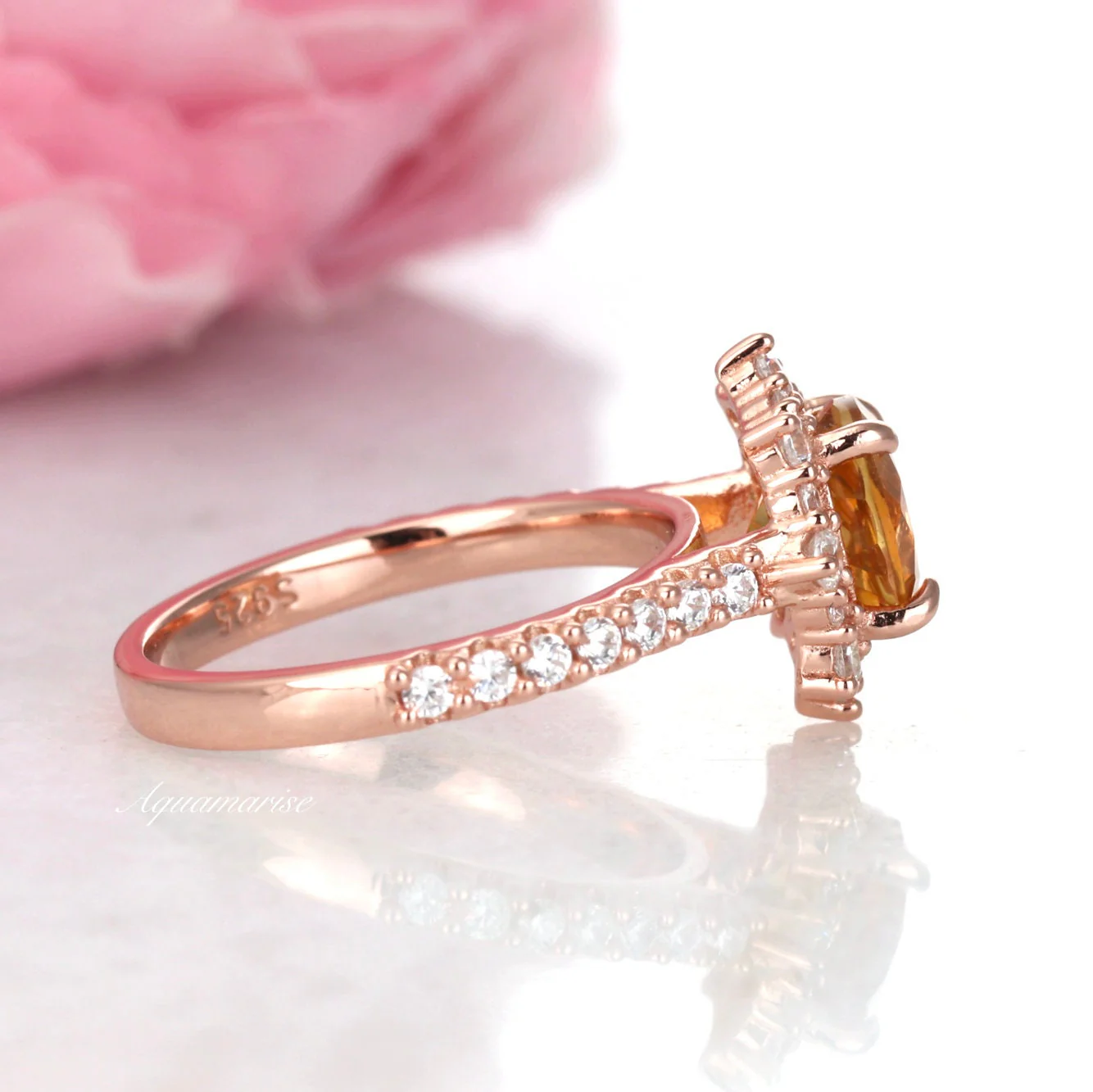 Aster Citrine Ring- 14K Rose Gold Vermeil - Image 5