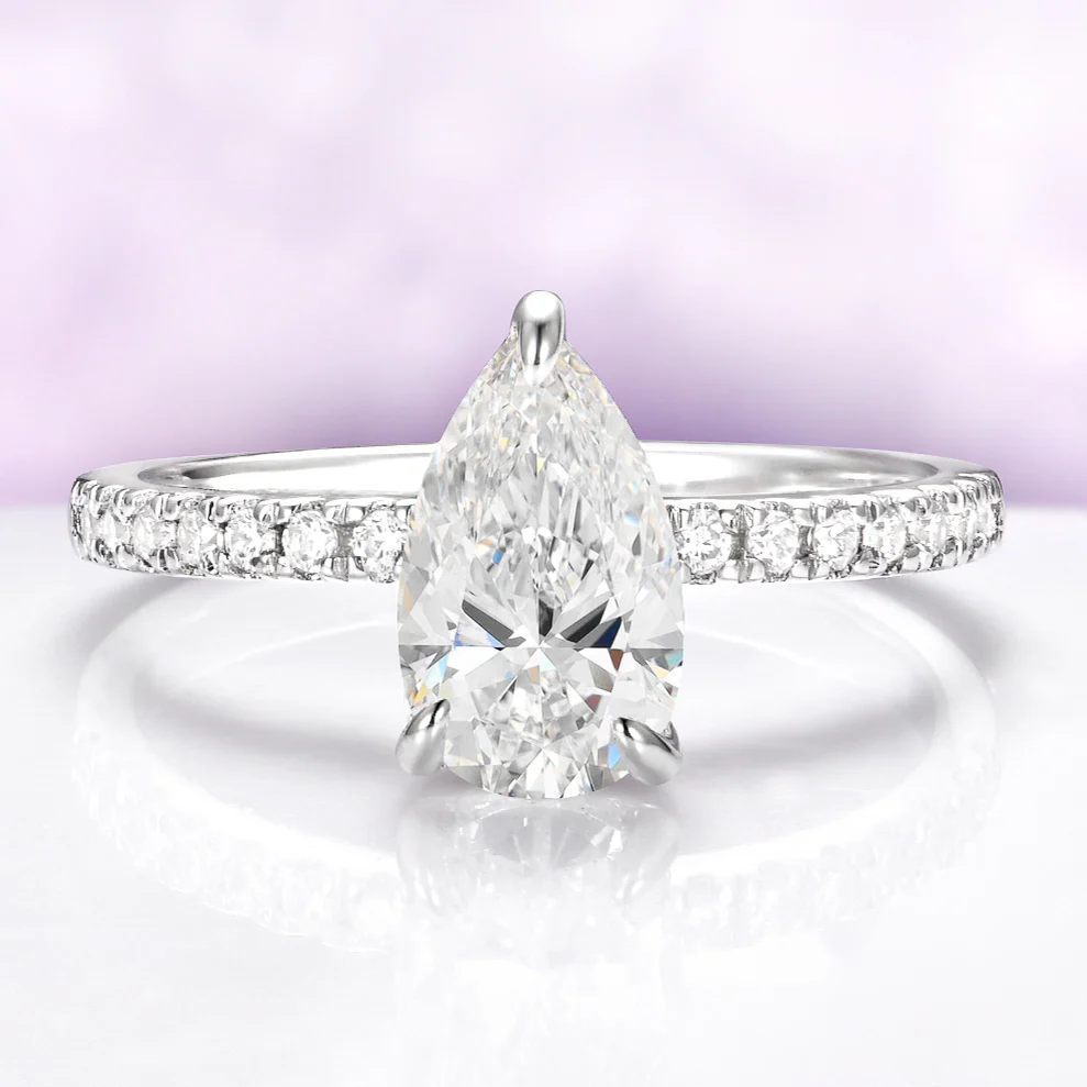 Pear Lab-Grown Diamond Engagement Ring in 14K White Gold (IGI Certified)
