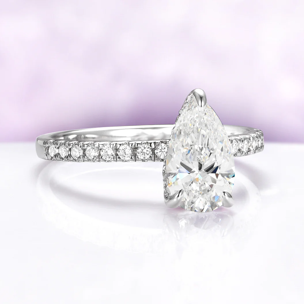 Pear Lab-Grown Diamond Engagement Ring in 14K White Gold (IGI Certified) - Image 6