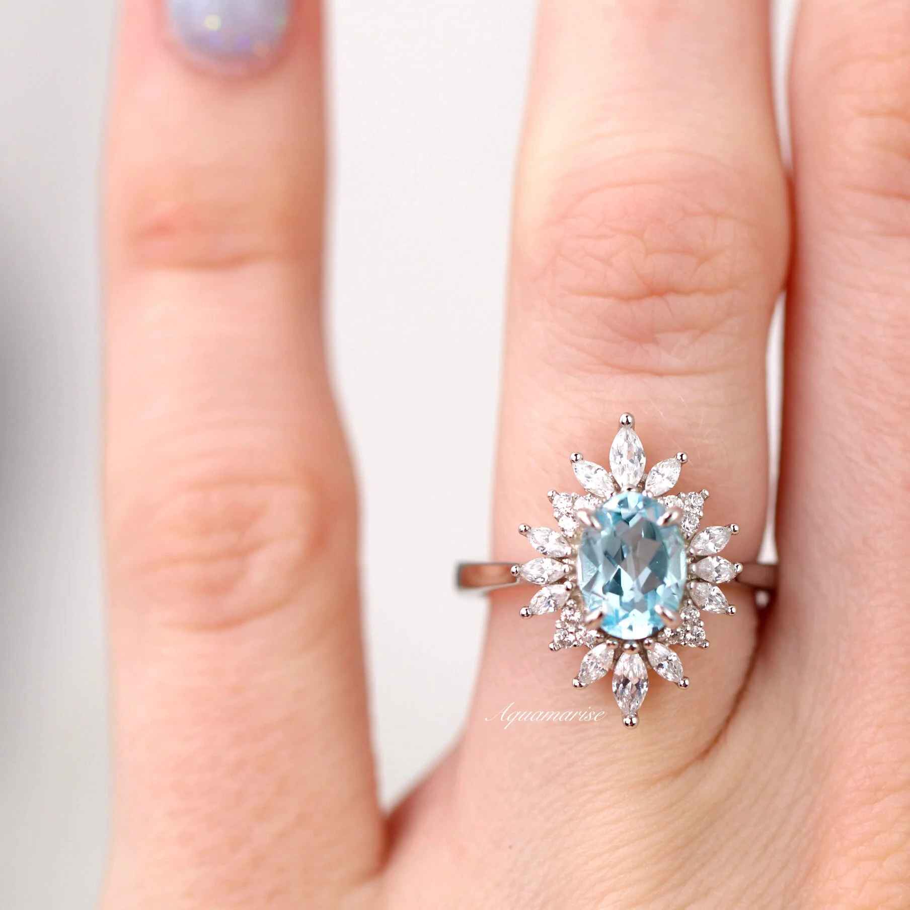 Aurora Aquamarine Ring- Sterling Silver - Image 4