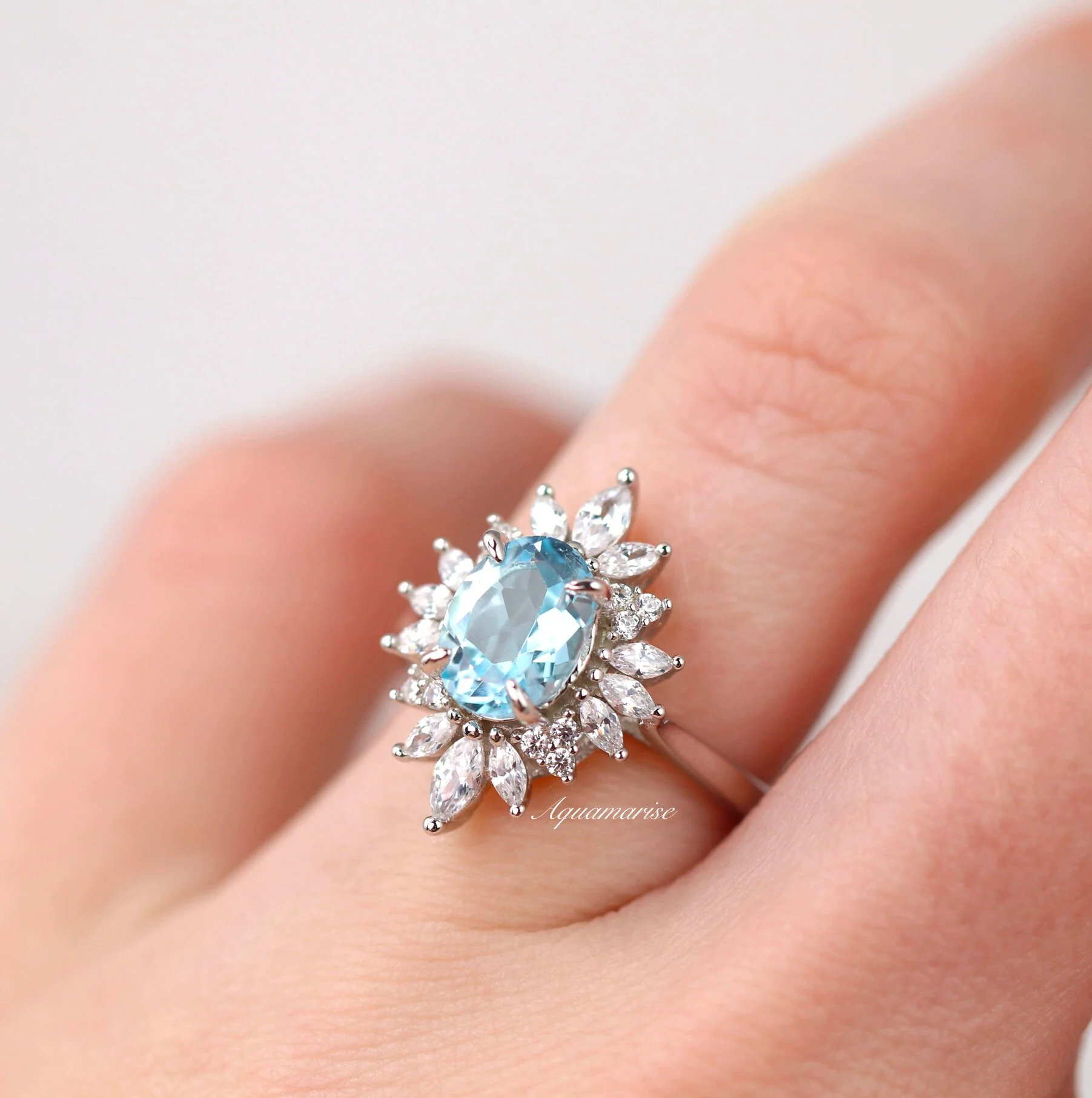 Aurora Aquamarine Ring- Sterling Silver - Image 5