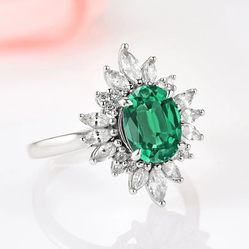 Aurora Emerald Ring- Sterling Silver - Image 3