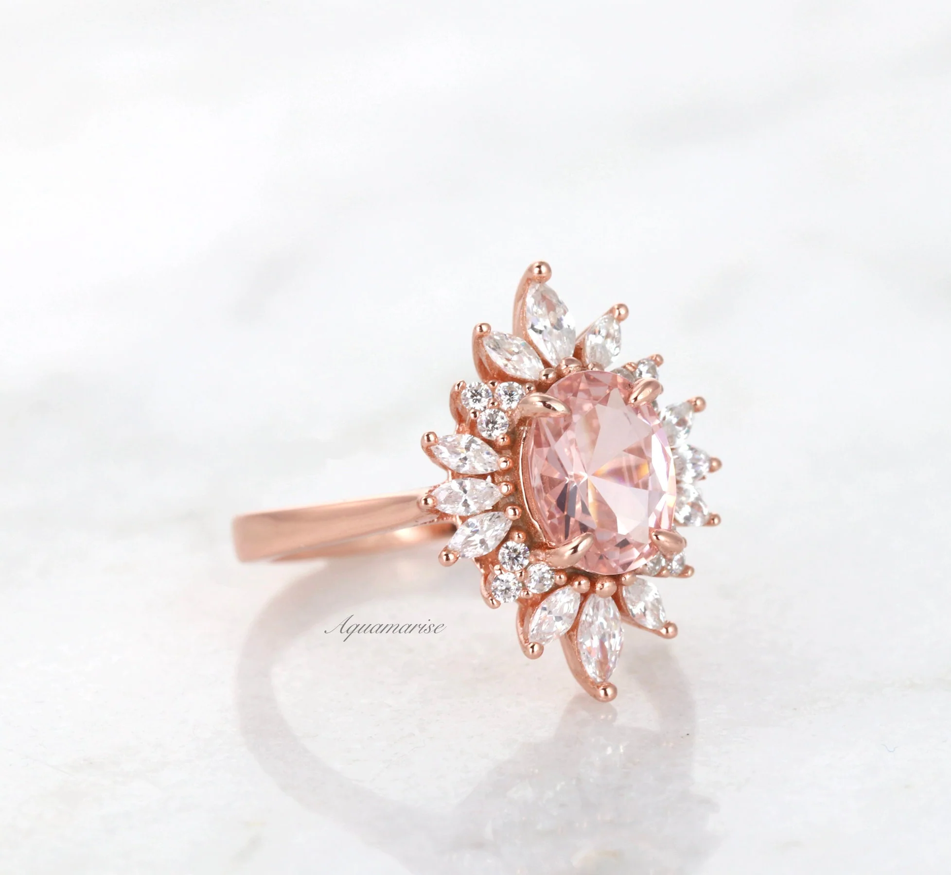 Aurora Morganite Ring- 14K Rose Gold Vermeil - Image 4