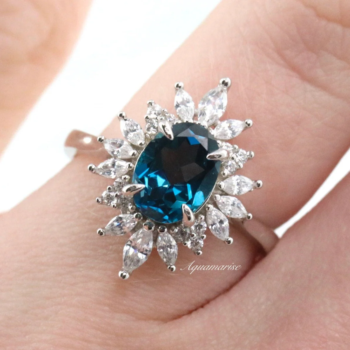 Aurora Natural London Blue Topaz Ring- Sterling Silver - Image 3