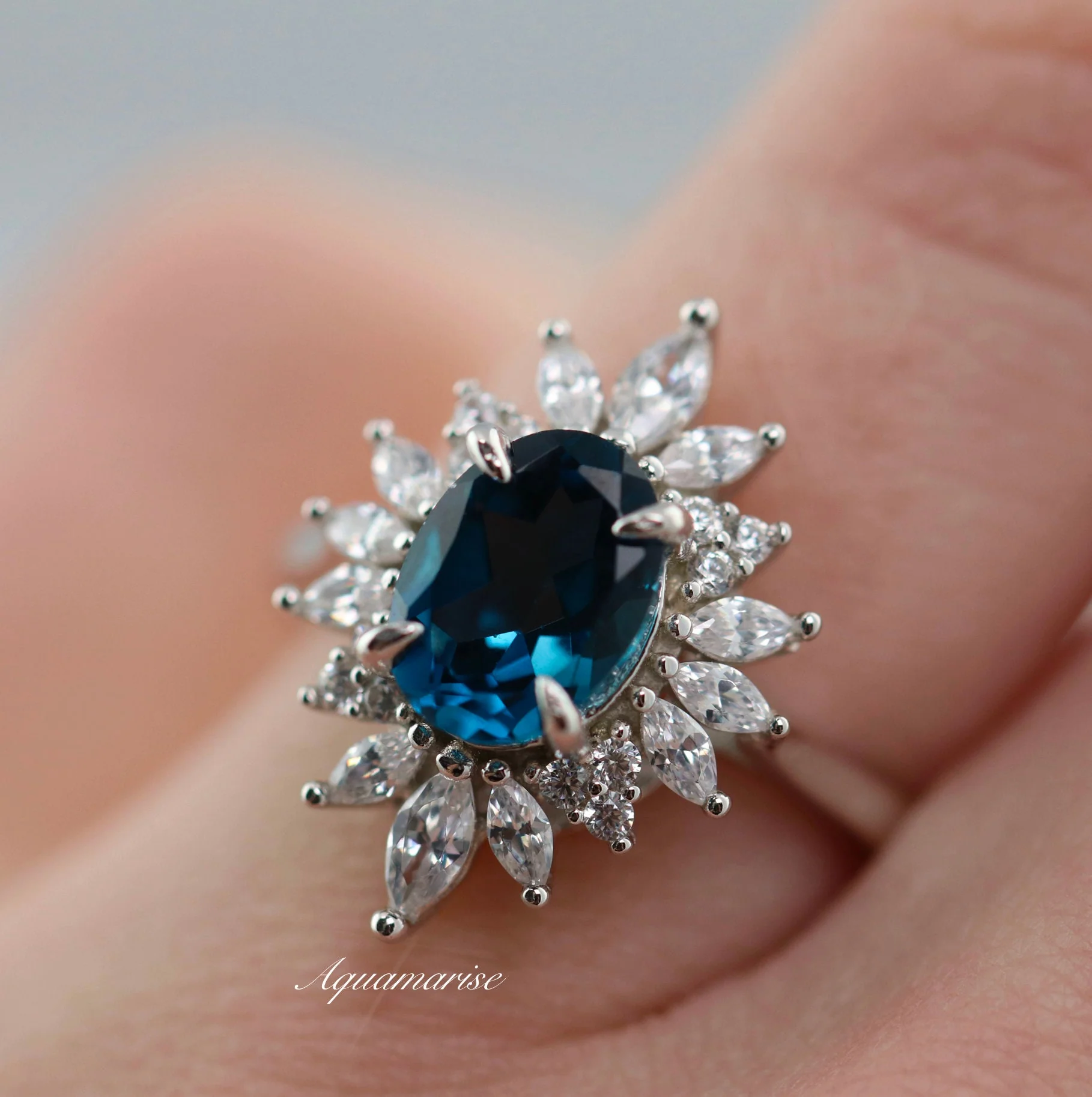 Aurora Natural London Blue Topaz Ring- Sterling Silver - Image 4