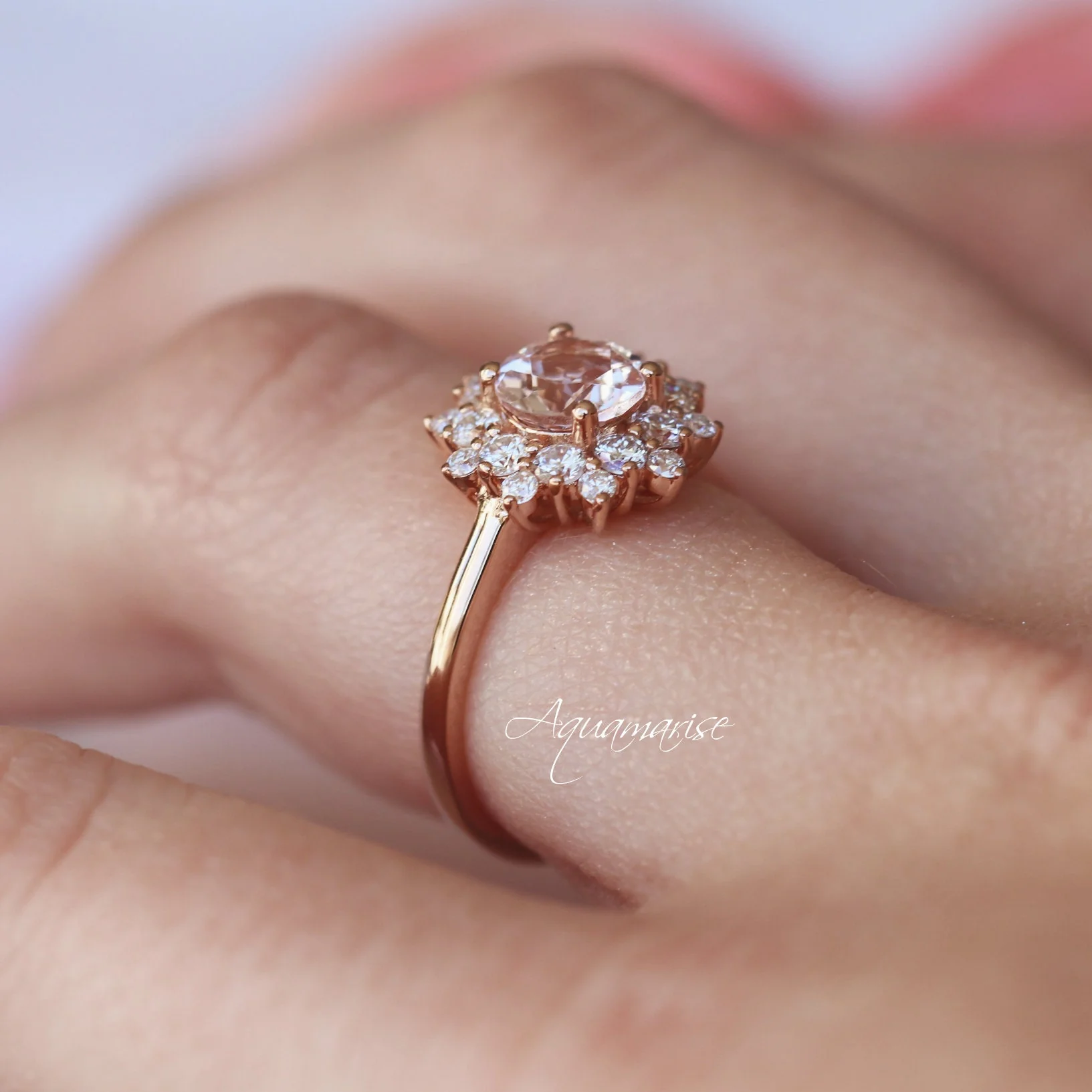 Avery Morganite Ring in 14K Rose Gold Vermeil - Image 4