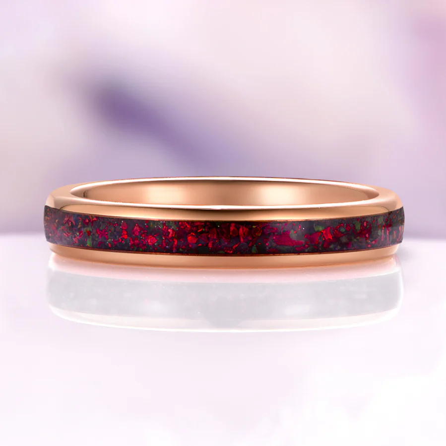 Black Fire Opal & Meteorite Couples Ring Set - Image 6