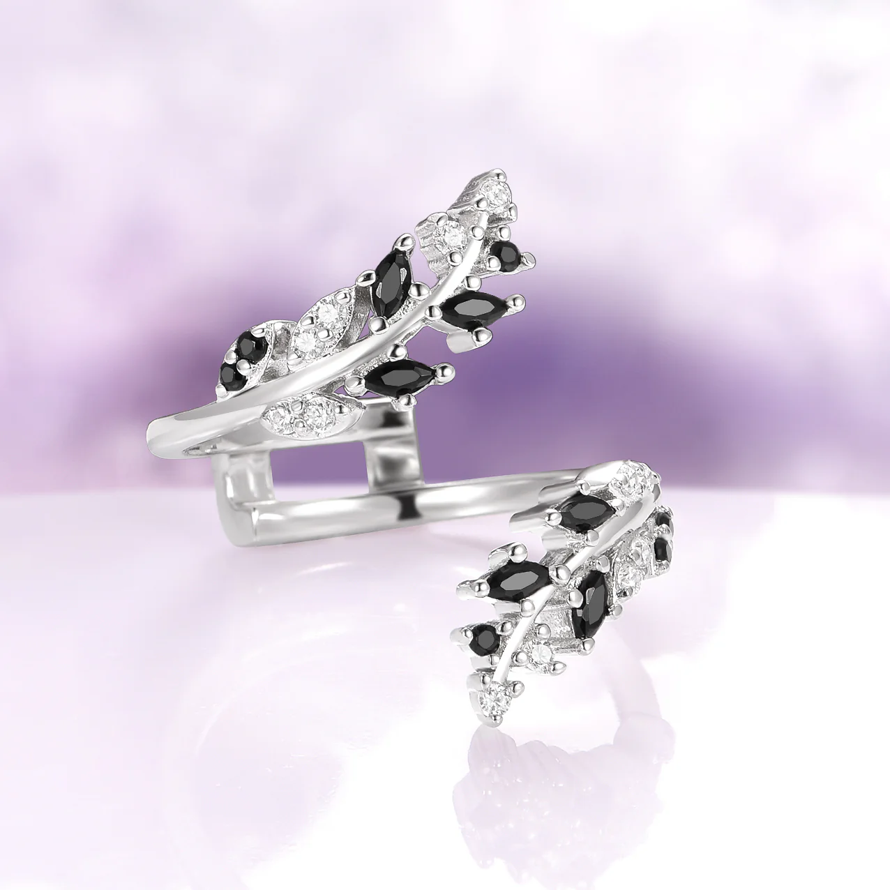 Galaxy Salt and Pepper (Herkimer) Diamond & Meteorite Couples Ring Set - Image 8