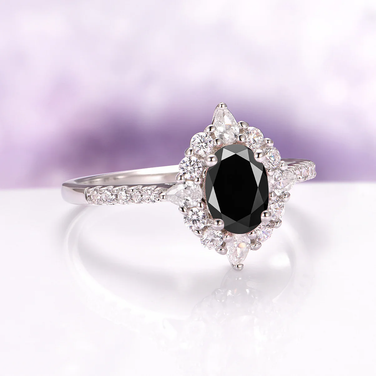 Astra Black Onyx Engagement Ring in Sterling Silver - Image 4