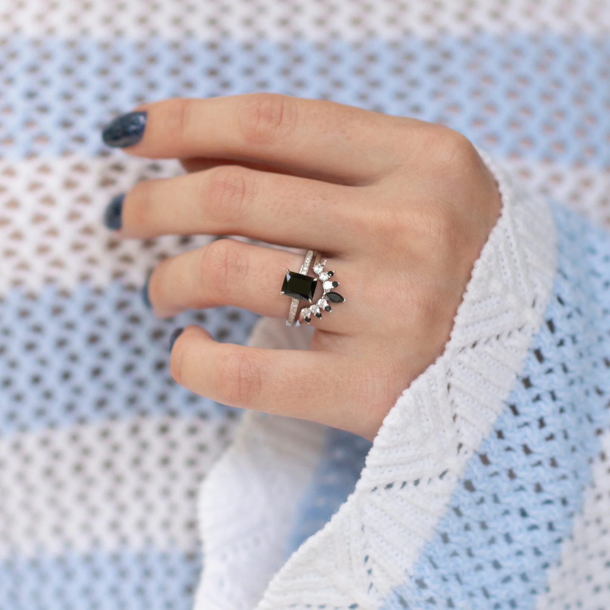 Black Onyx Stacking Ring in Sterling Silver - Image 3
