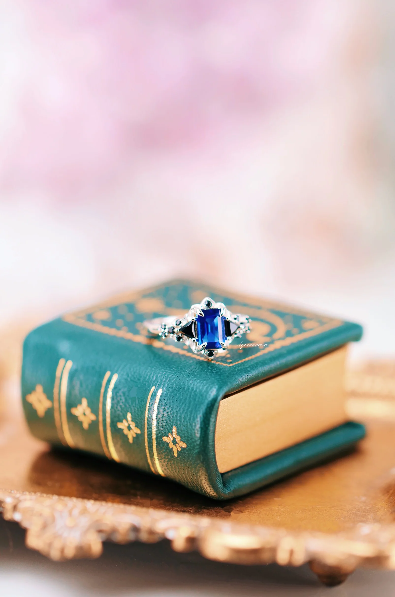 Blue Sapphire & Fire Opal Couples Ring Set - Image 6