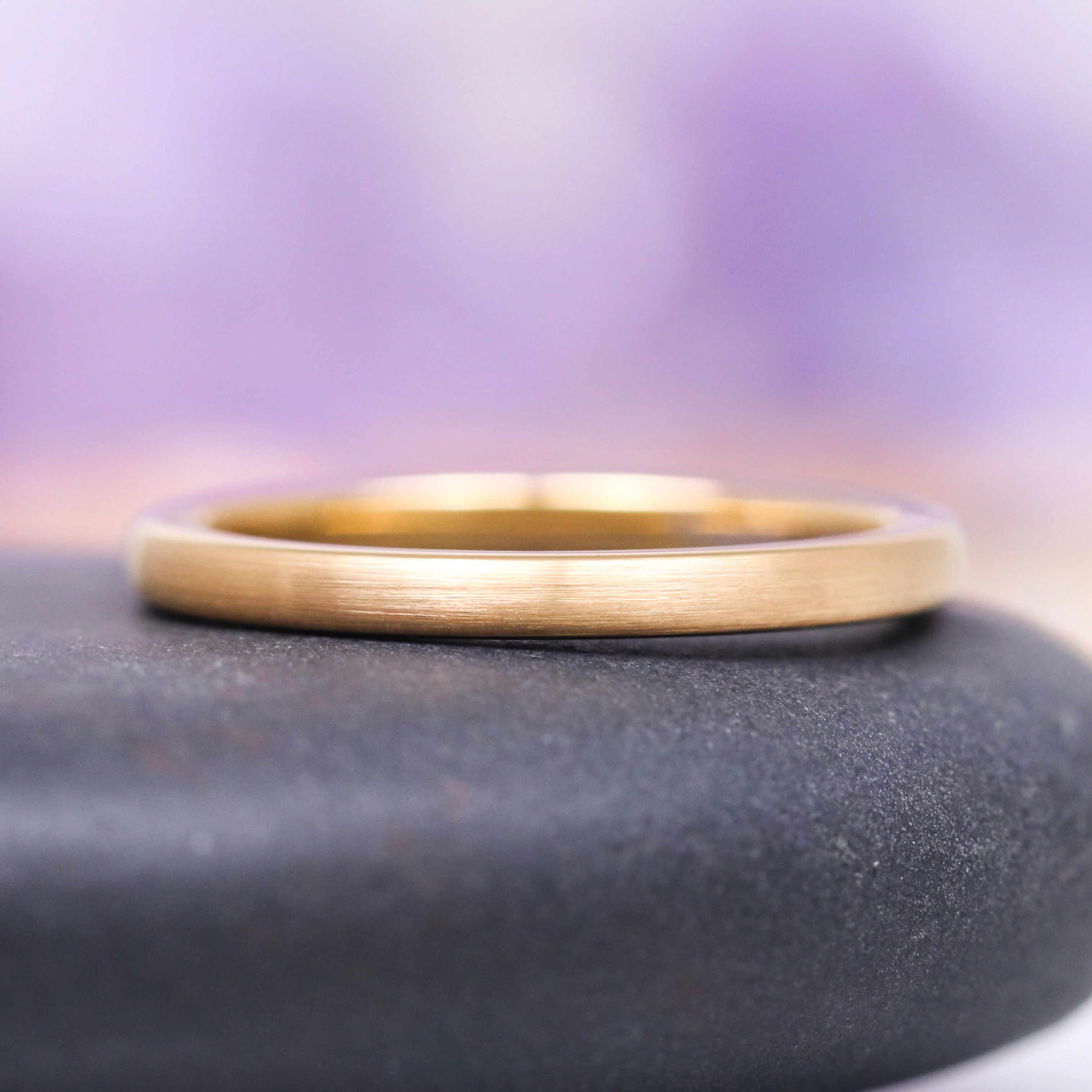 Minimalist Satin Gold Couples Ring Set - Image 2