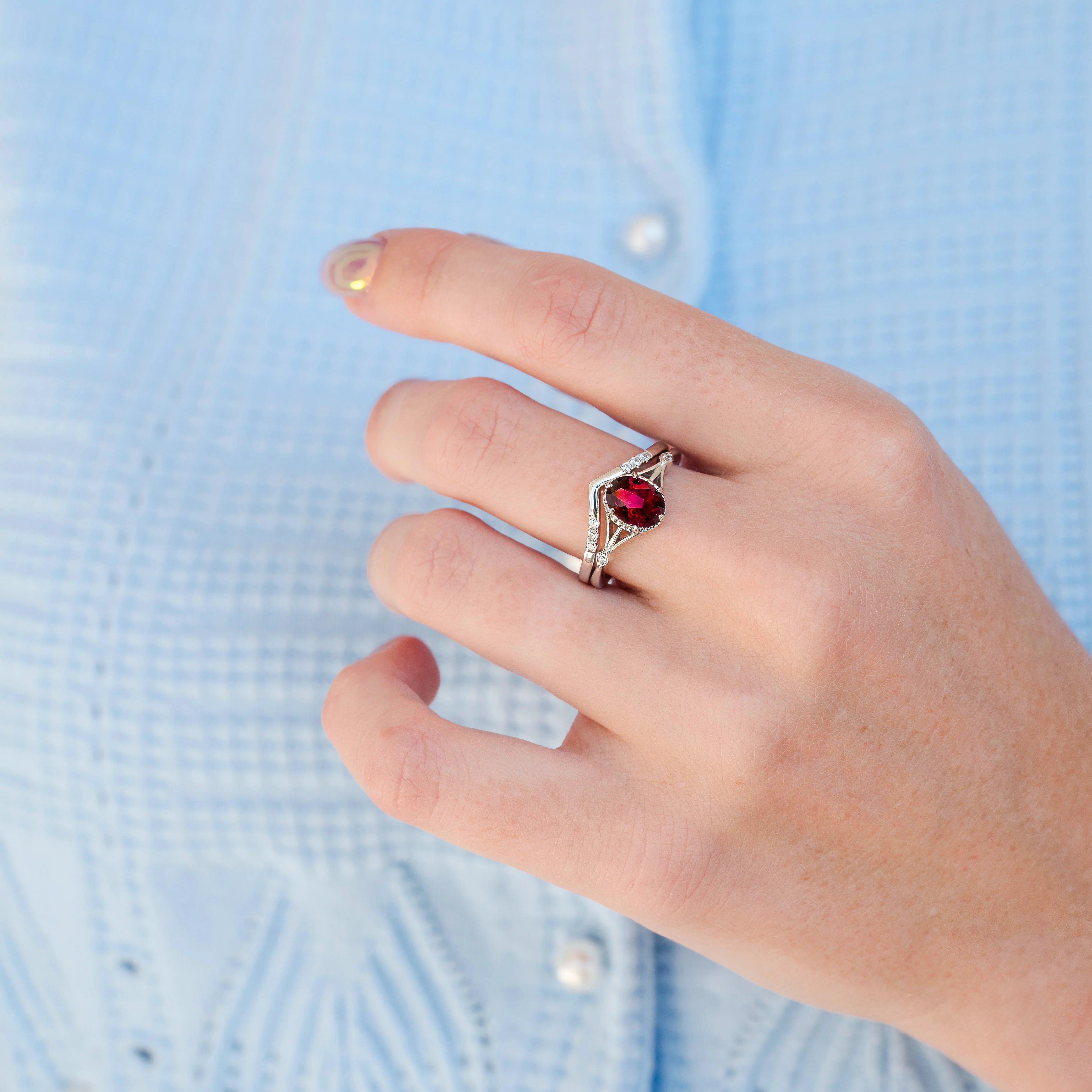 Celtic Fireworks Cut Ruby Ring Set in Sterling Silver - Image 2