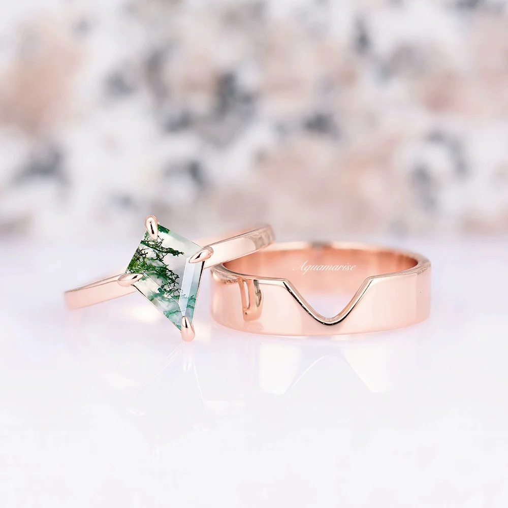 Chevron Kite Wedding Band in 14K Solid Rose Gold (5mm) - Image 2