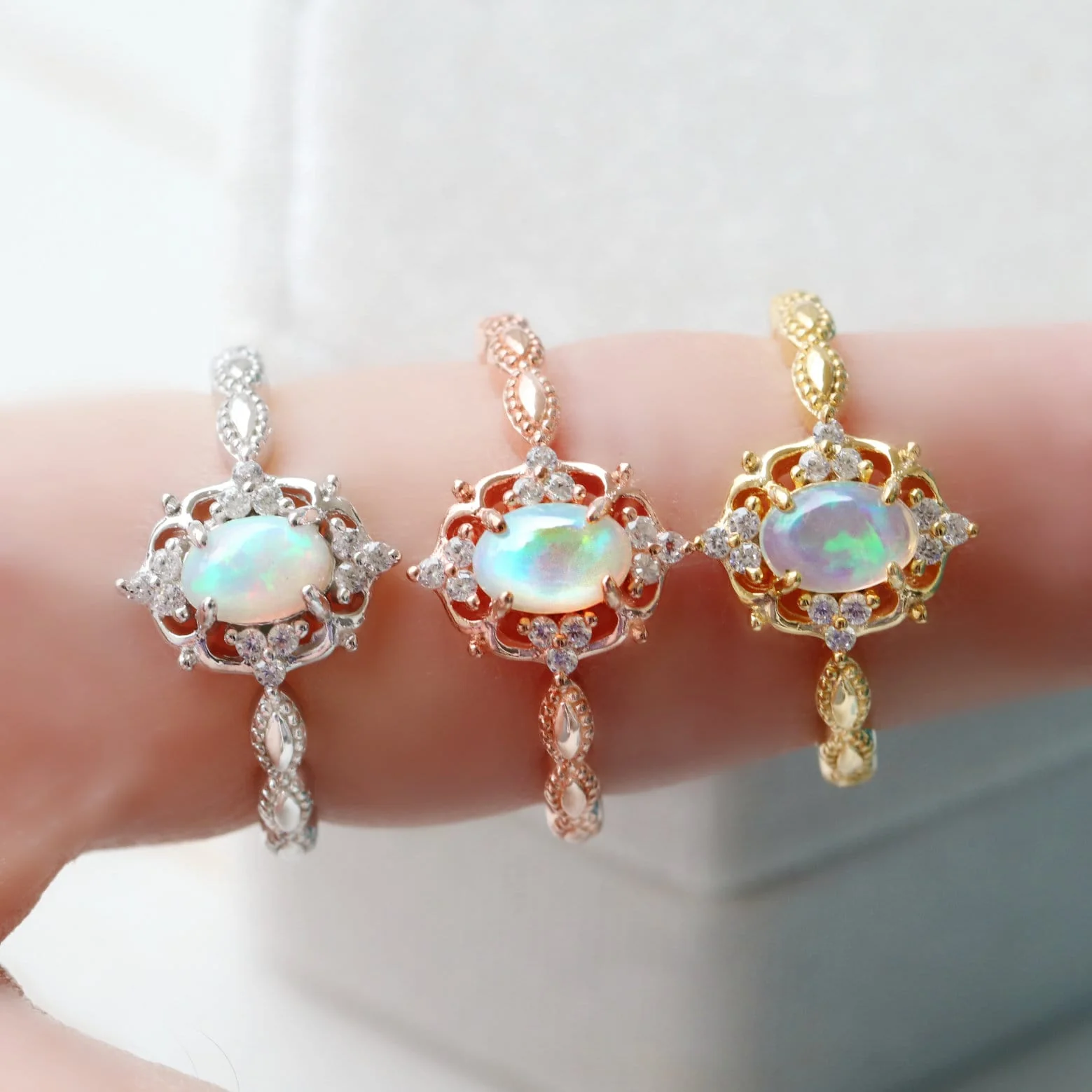 Vintage Australian Opal Ring in 14K Solid Rose Gold - Image 2