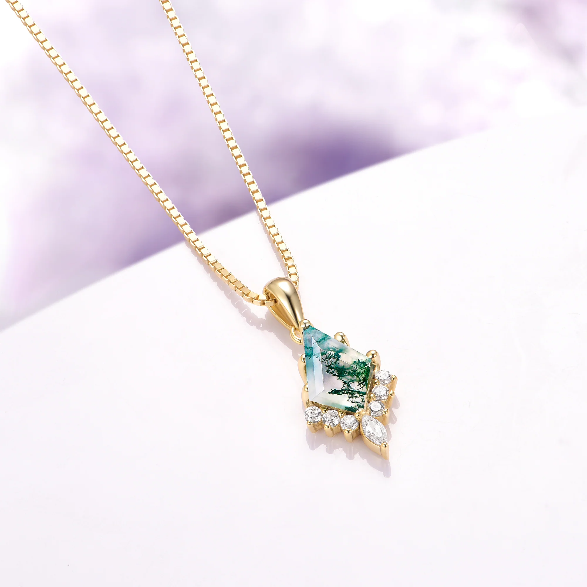 Skye Kite® Green Moss Agate Necklace in 14K Yellow Gold Vermeil - Image 2