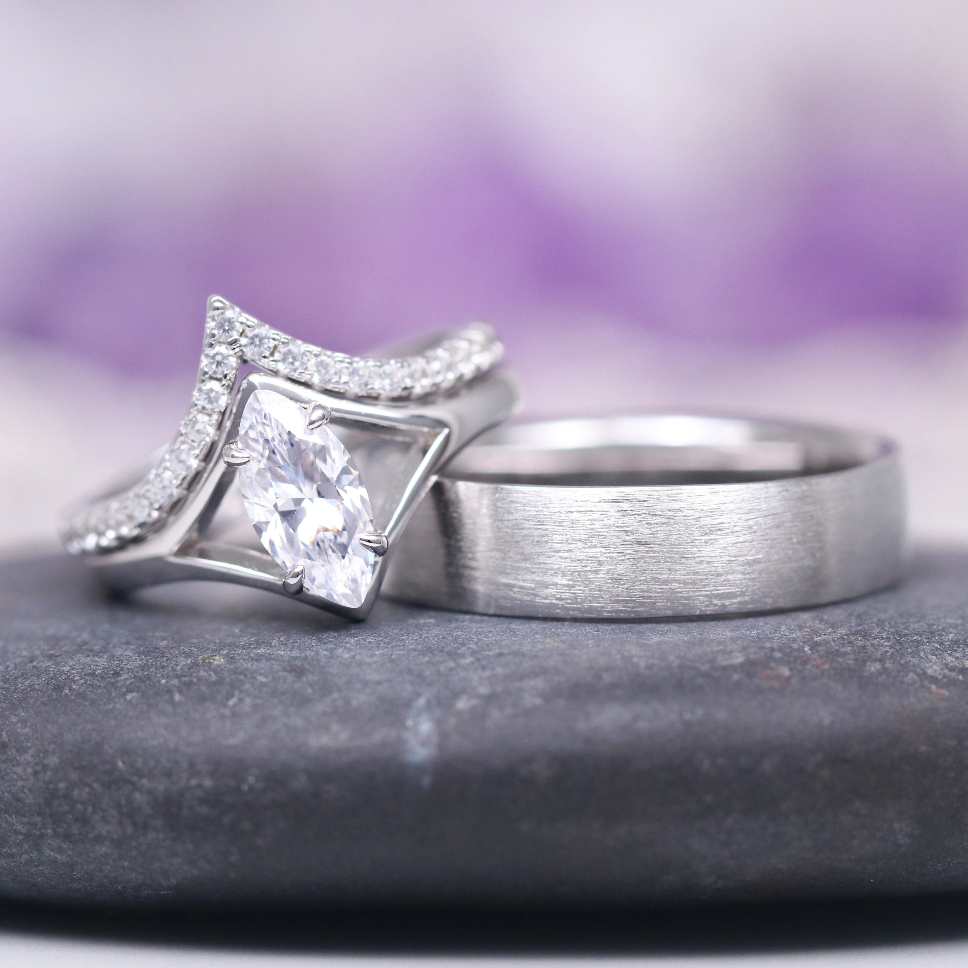Minimalist Brushed Matte Wedding Band- 6MM 925 Sterling Silver - Image 4
