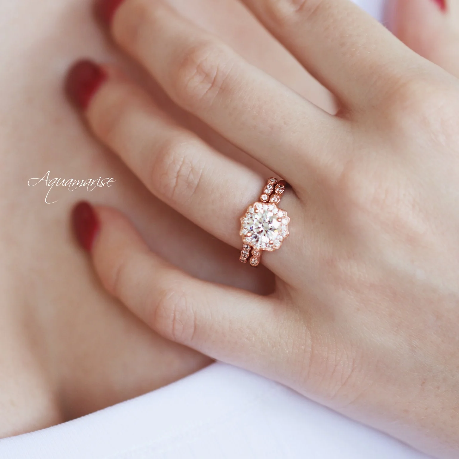 Cordelia Lab-Grown Diamond Engagement Ring- 14K Solid Rose Gold (IGI Certified) - Image 5