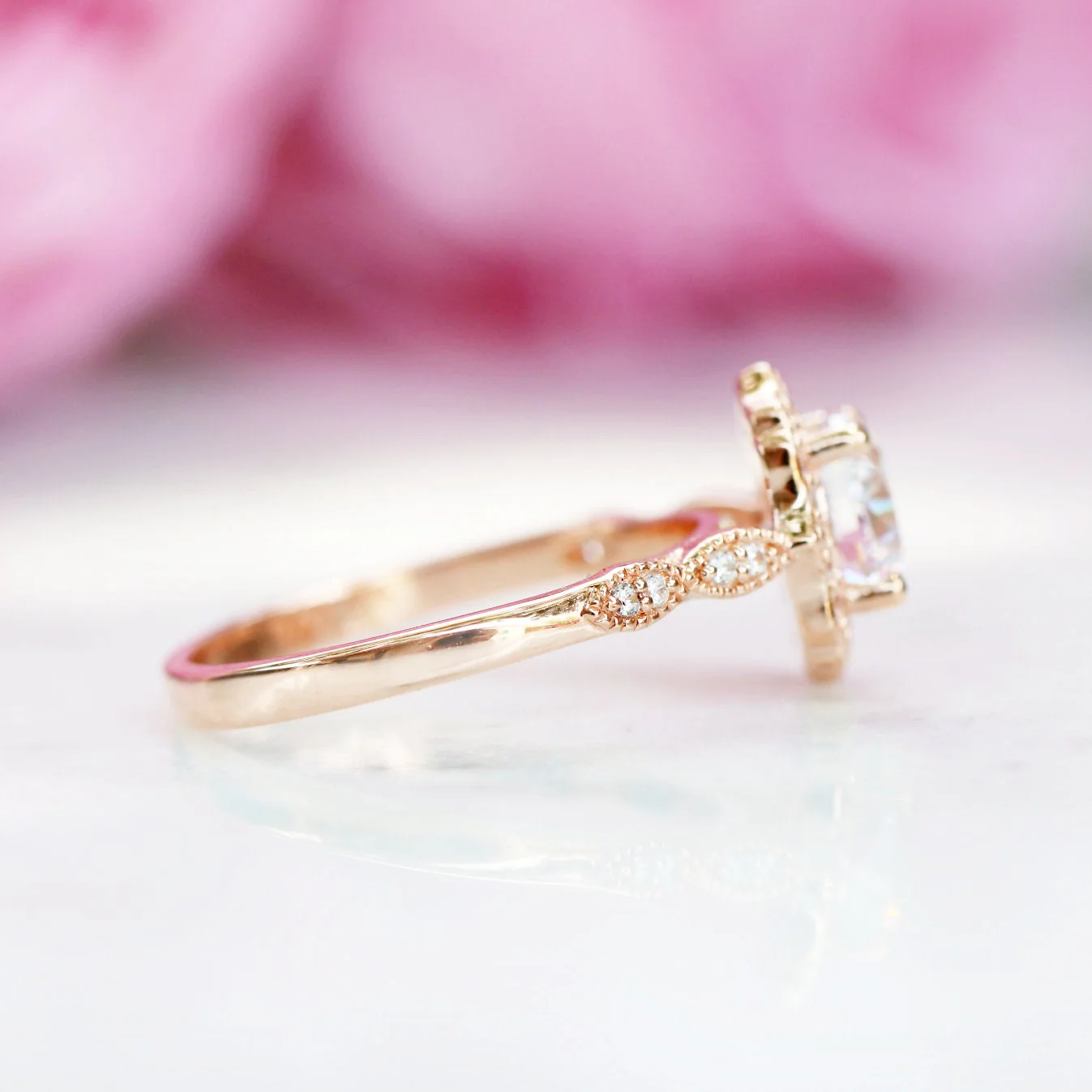 Cordelia Lab-Grown Diamond Engagement Ring- 14K Solid Rose Gold (IGI Certified) - Image 7