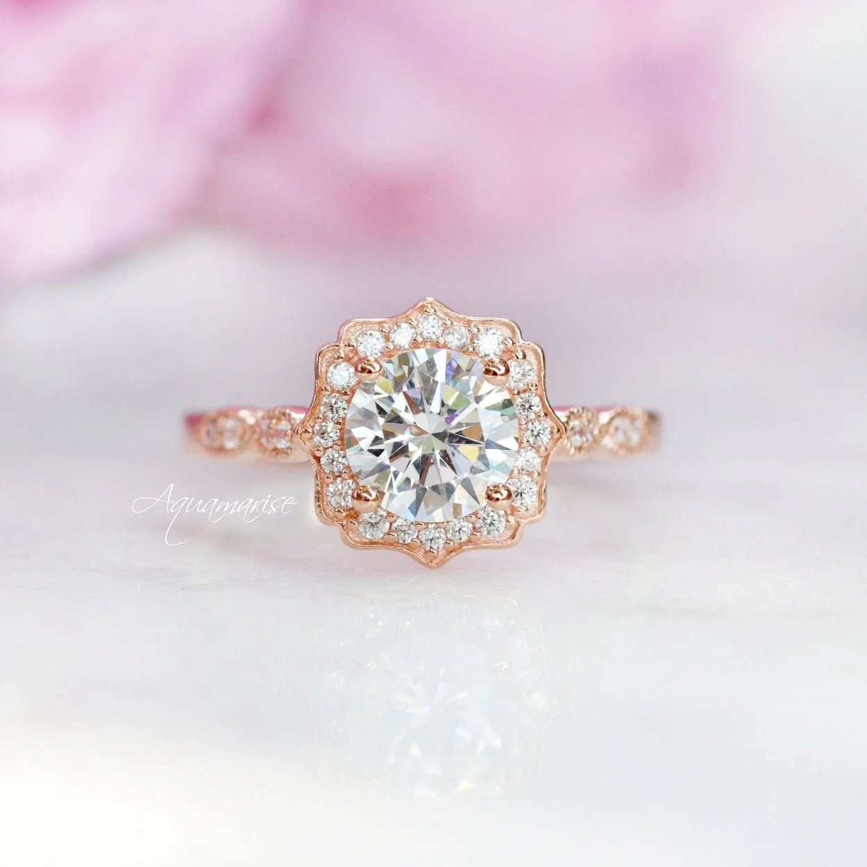 Cordelia Lab-Grown Diamond Engagement Ring- 14K Solid Rose Gold (IGI Certified) - Image 8