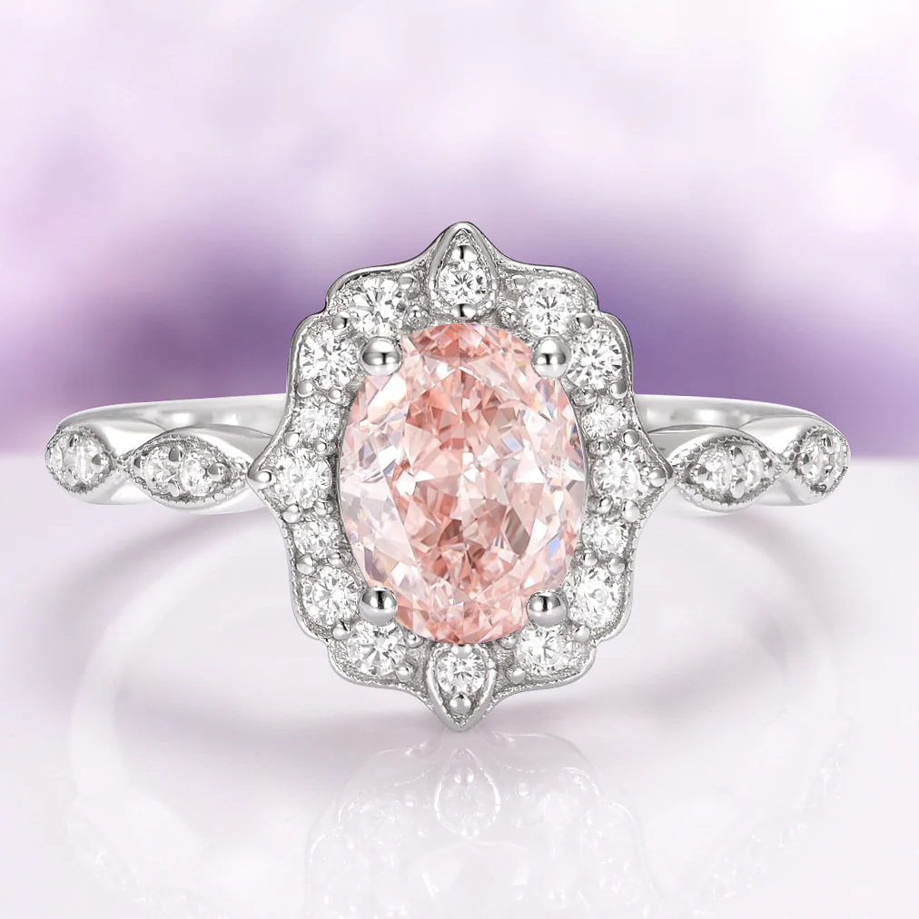 Cordelia Vintage Morganite Engagement Ring in 14K White Gold